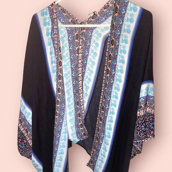 Poncho Cardigan Boho Bohemian Coverup Jacket Sz XS - Picture 3 of 5
